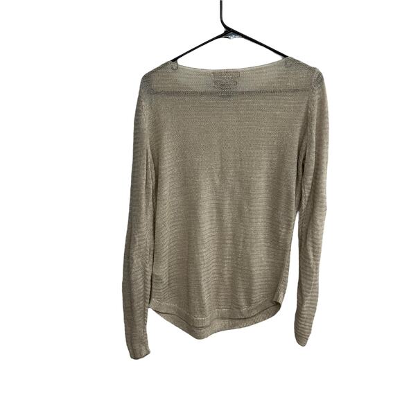 Tahari Linen Knit Sweater M Beige Lightweight Minimalist Quiet Luxury Capsule - Picture 4 of 8